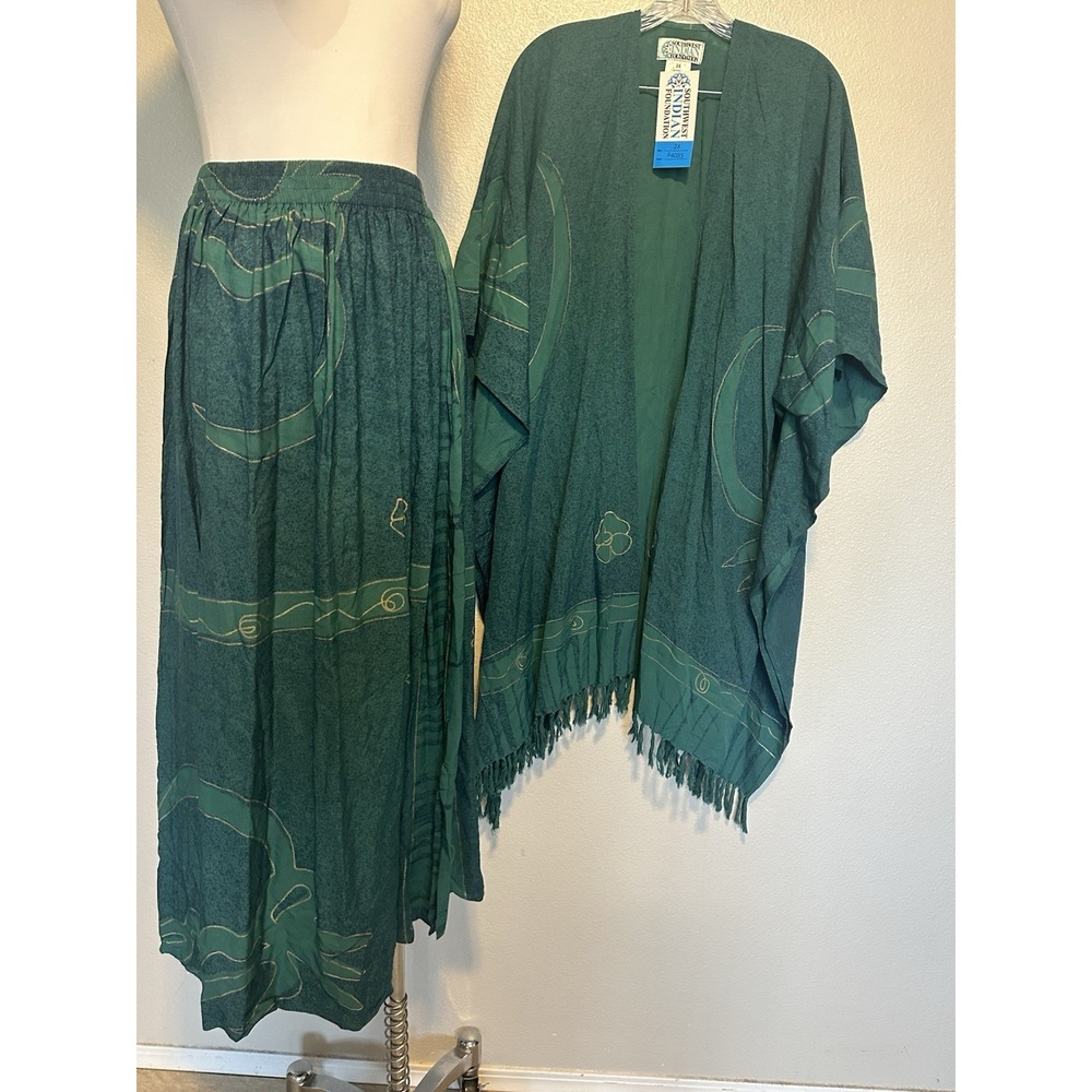 Southwest Indian Foundation 2XL Skirt Set Kimono Fringe Western Bohemian XXL NEW